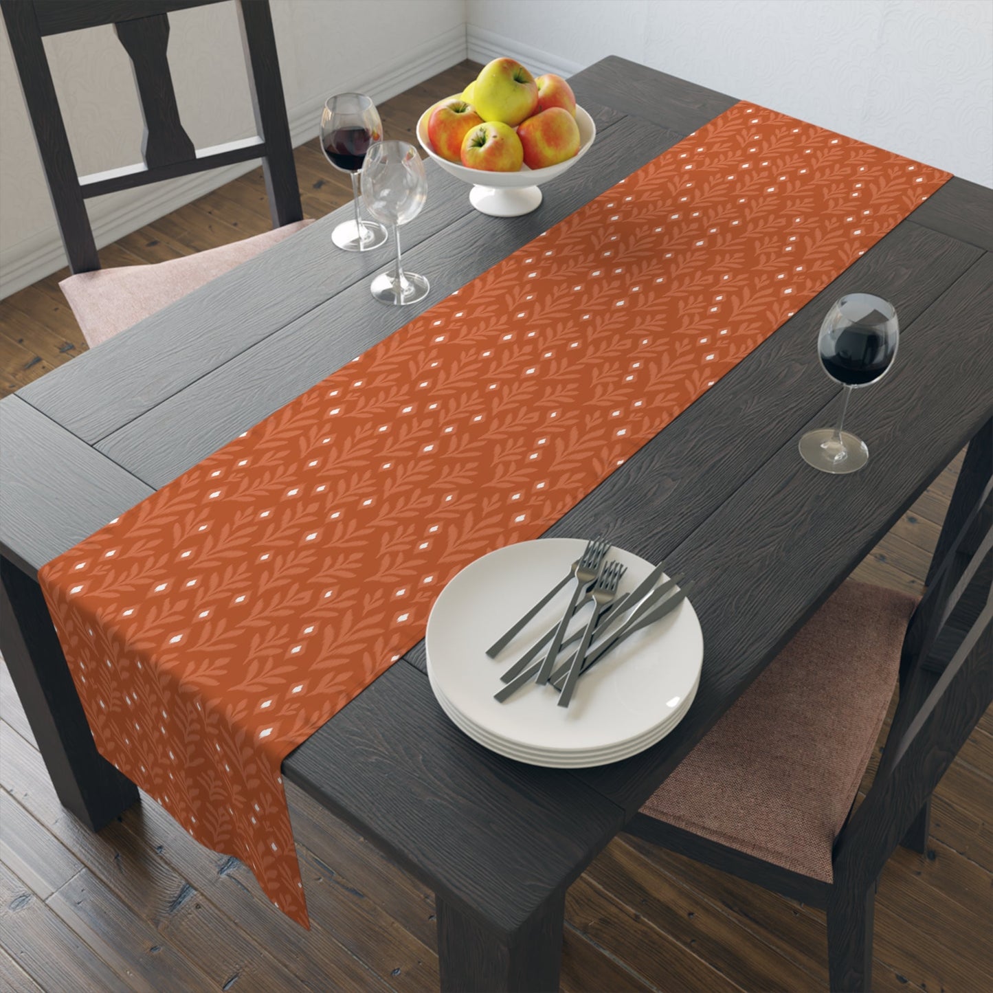 Table Runner | Dark Orange & White | Laurel