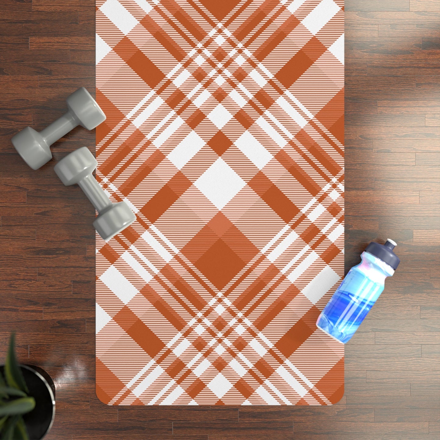 Yoga Mat | Dark Orange & White | Tartan