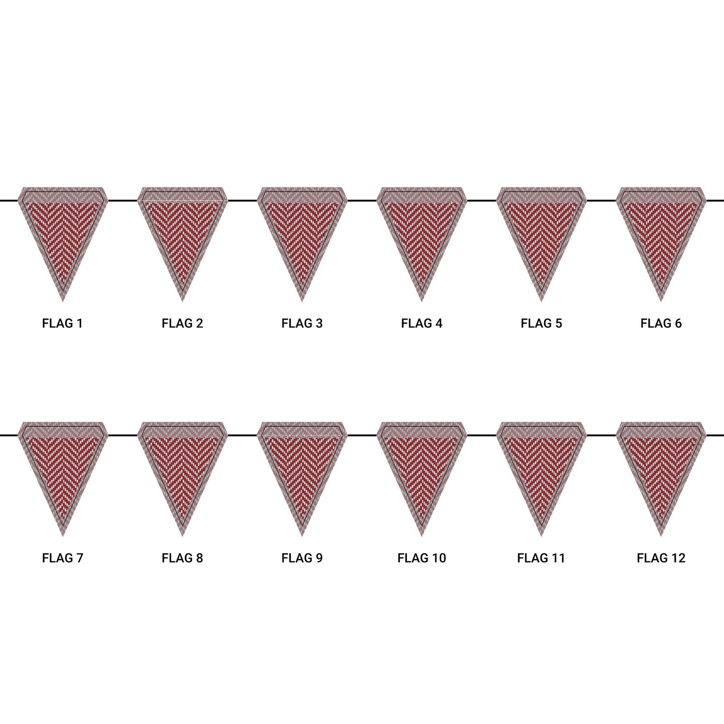 Flag Garland | Maroon & White | Herringbone