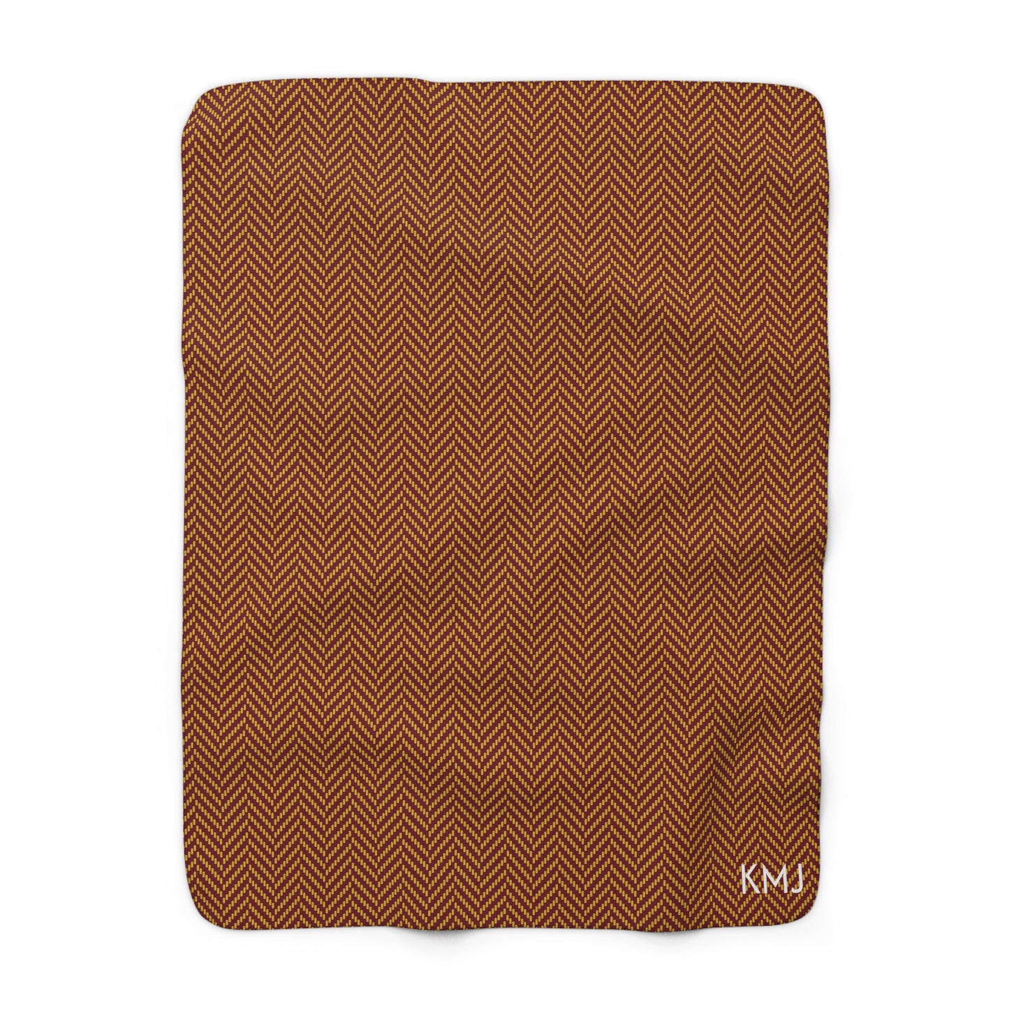 Sherpa Fleece Blanket- Personalized | Red & Yellow | Herringbone