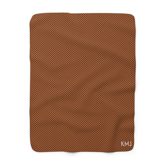 Sherpa Fleece Blanket- Personalized | Red & Yellow | Herringbone