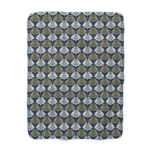 Sherpa Fleece Blanket | Blue & Gold | Deco