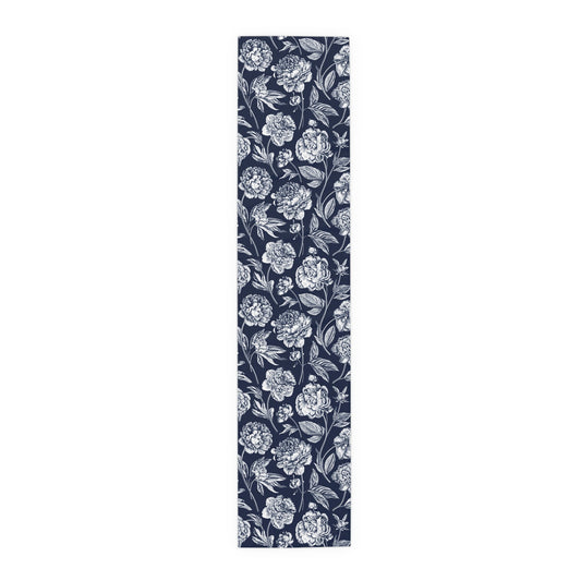 Table Runner | Navy & White | Peony