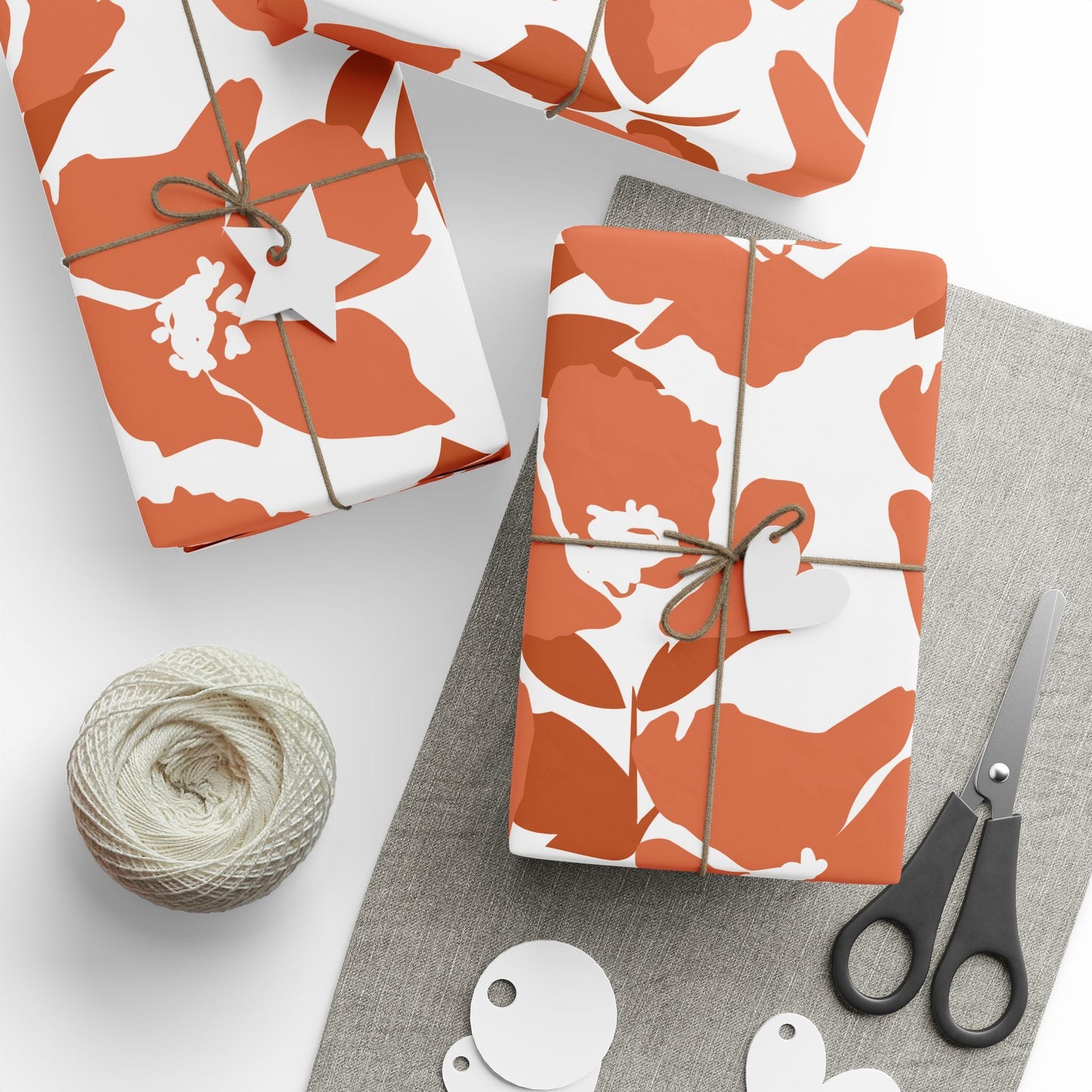 Gift Wrap | Dark Orange & White | Poppy