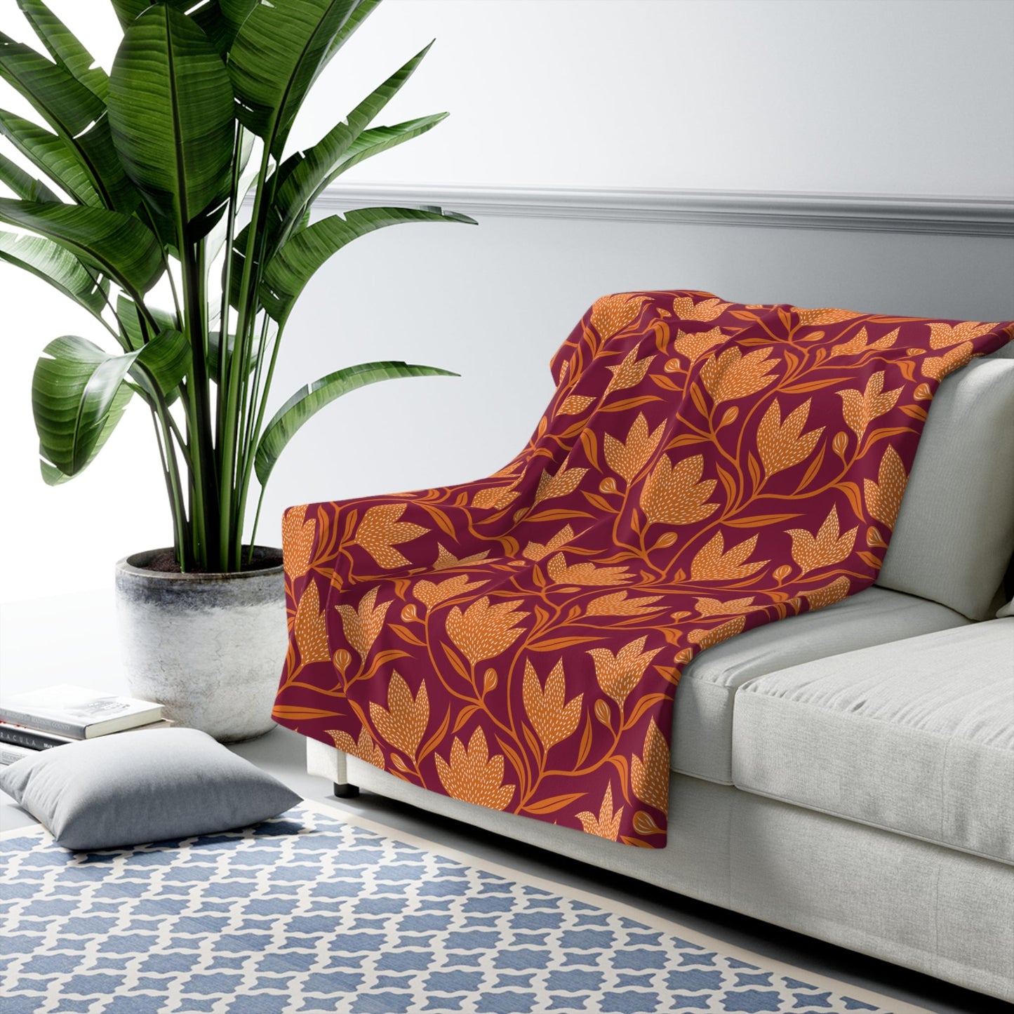 Sherpa Blanket | Maroon & Orange | Magnolia