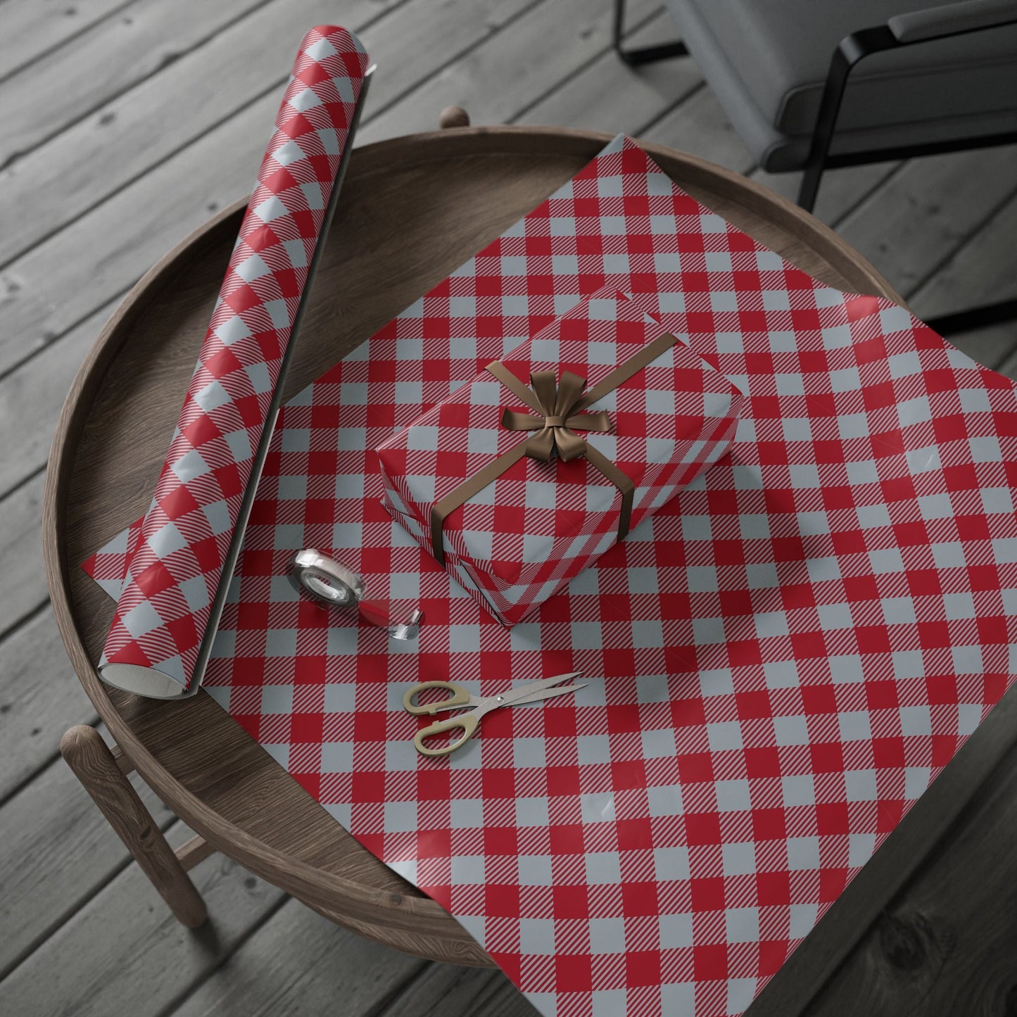Gift Wrap | Red & Gray | Gingham