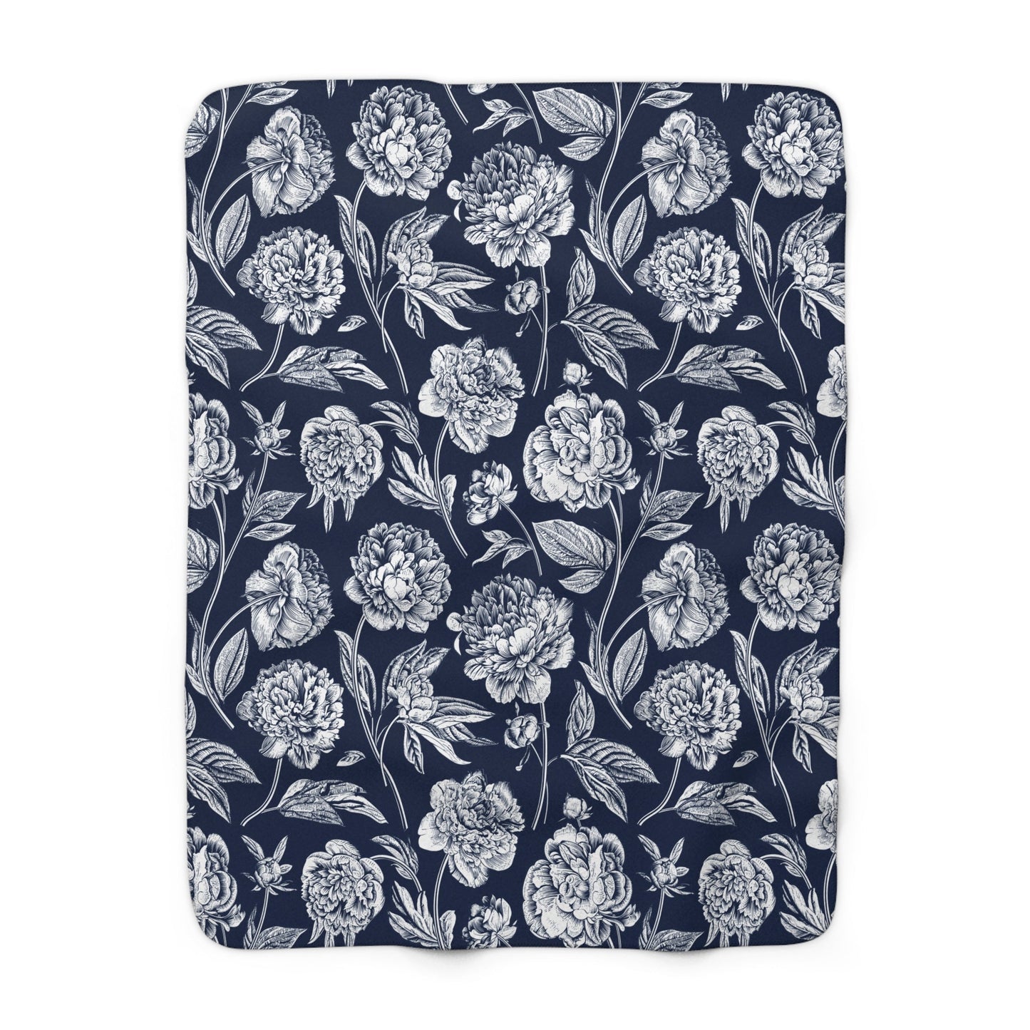 Sherpa Fleece Blanket | Navy & White | Peony