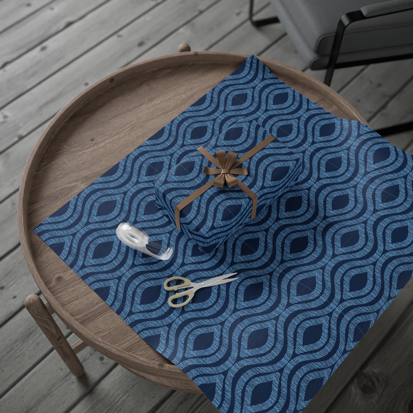 Gift Wrap | Light Blue & White | Ogee