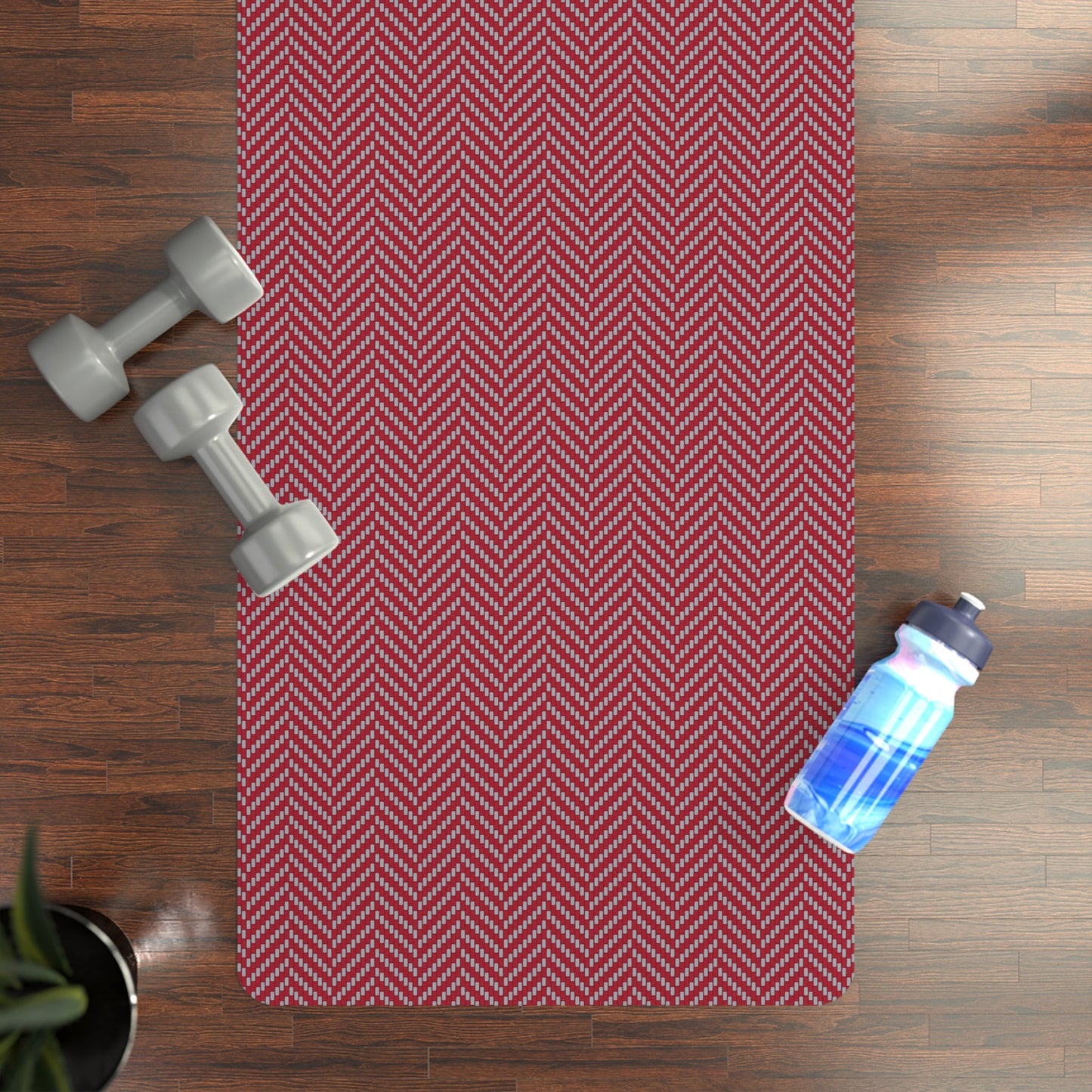 Yoga Mat | Red & Gray | Herringbone