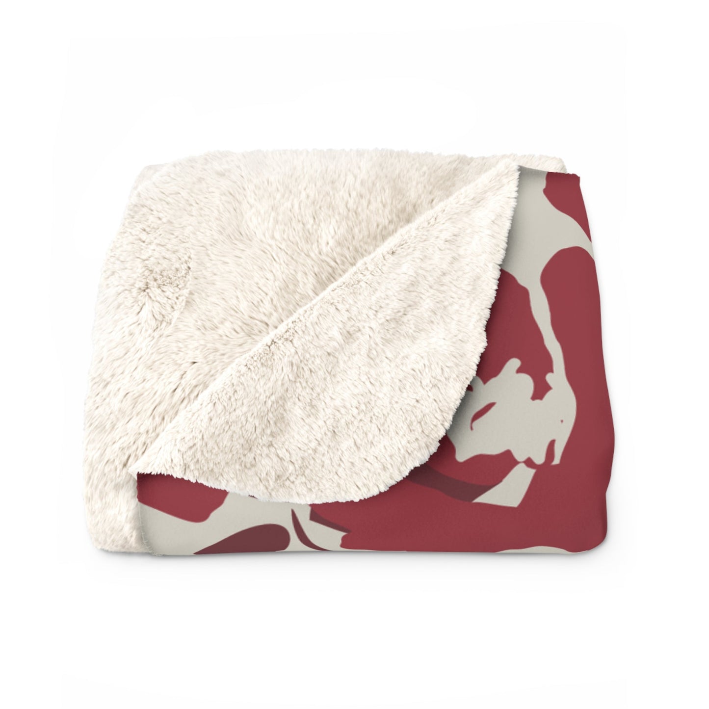 Sherpa Fleece Blanket | Maroon & White | Poppy