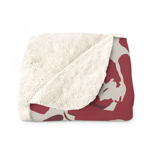 Sherpa Fleece Blanket | Maroon & White | Poppy