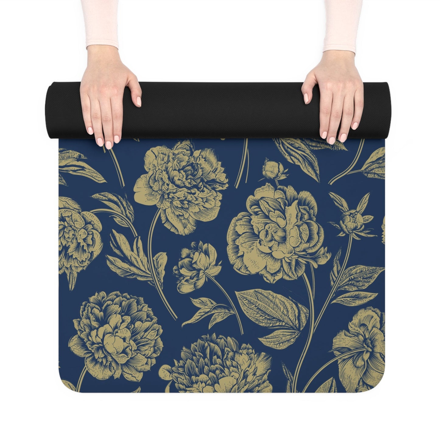 Yoga Mat | Blue & Gold | Peony