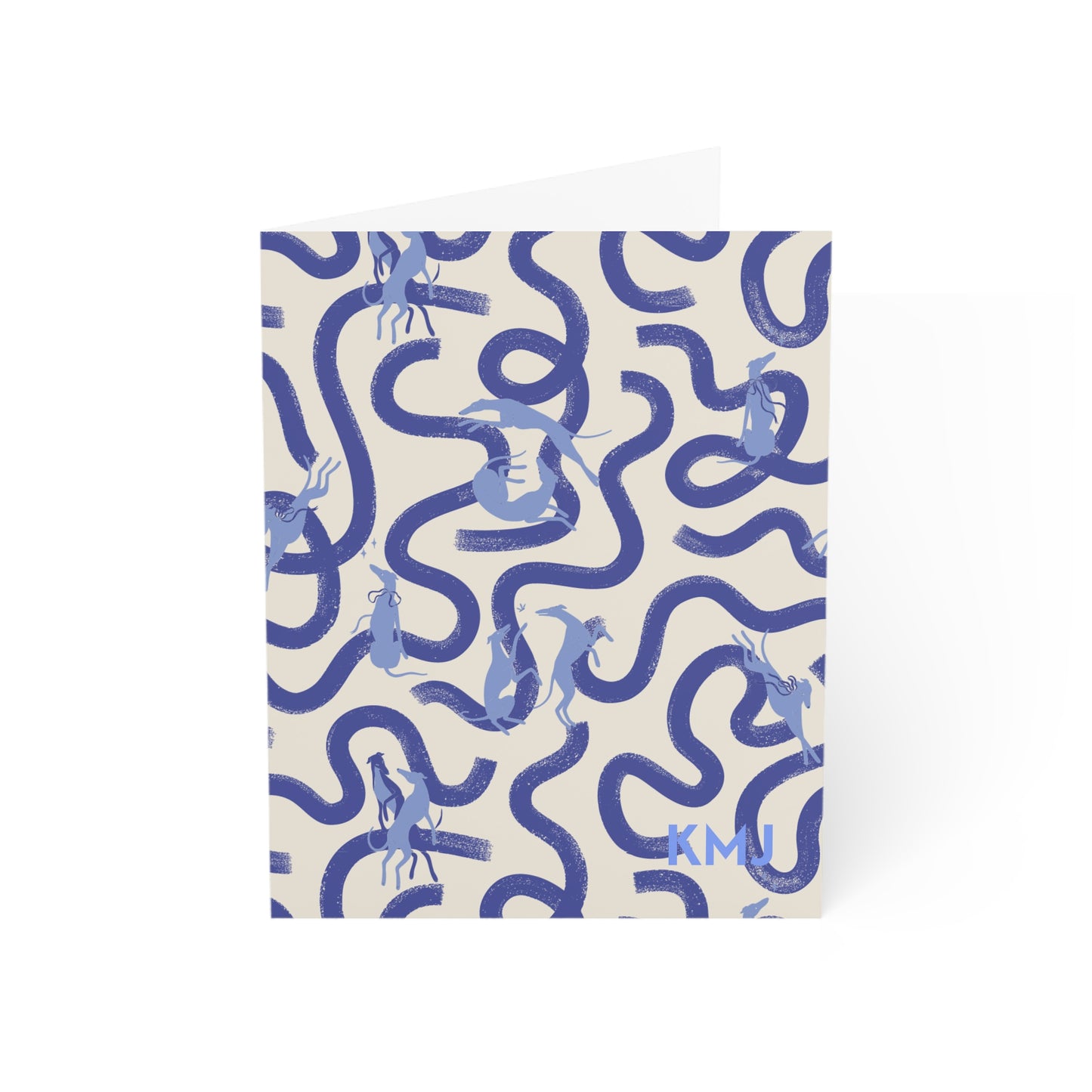 Monogram Notecards | Greyhounds | Blue Ribbon