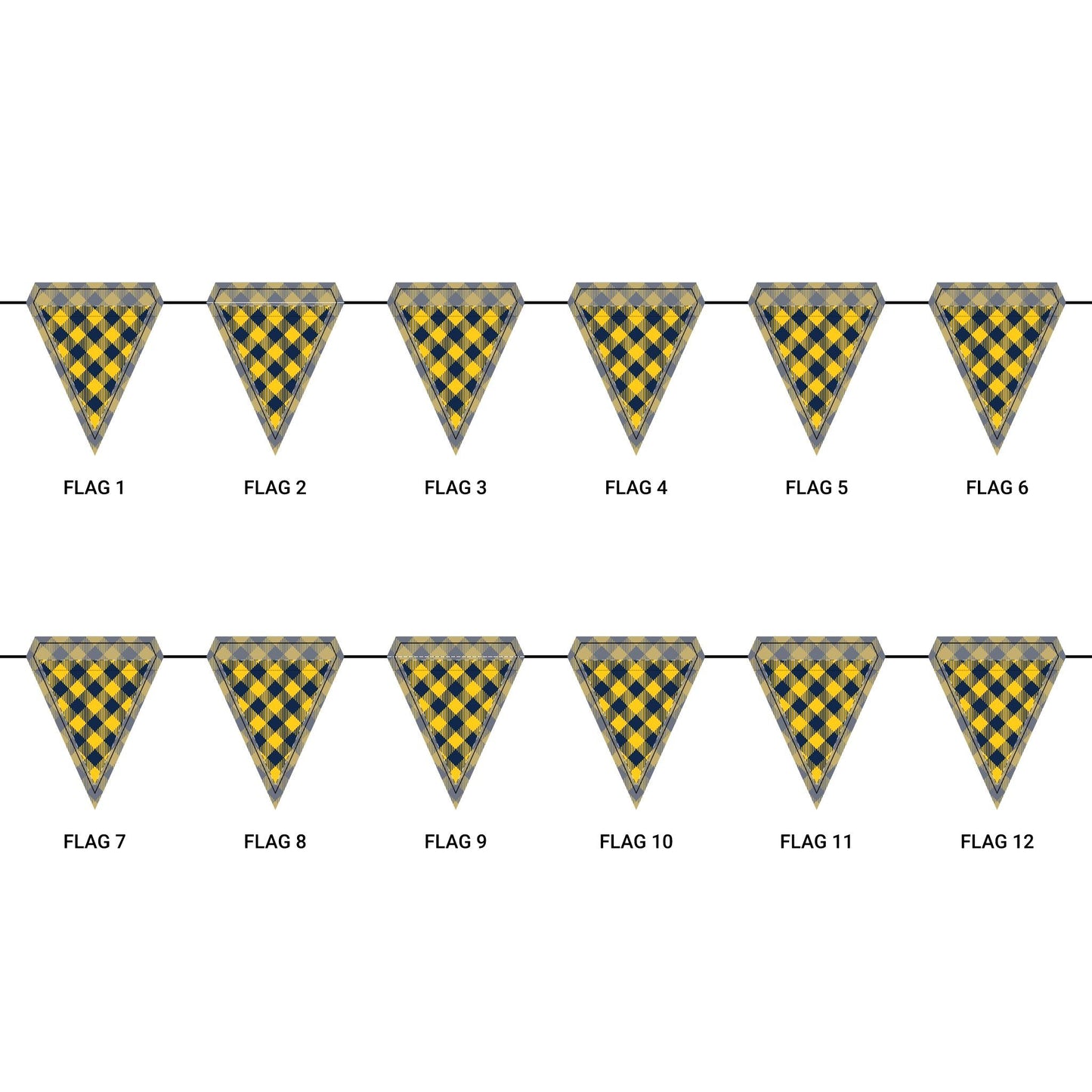 Flag Garland | Yellow & Blue | Gingham