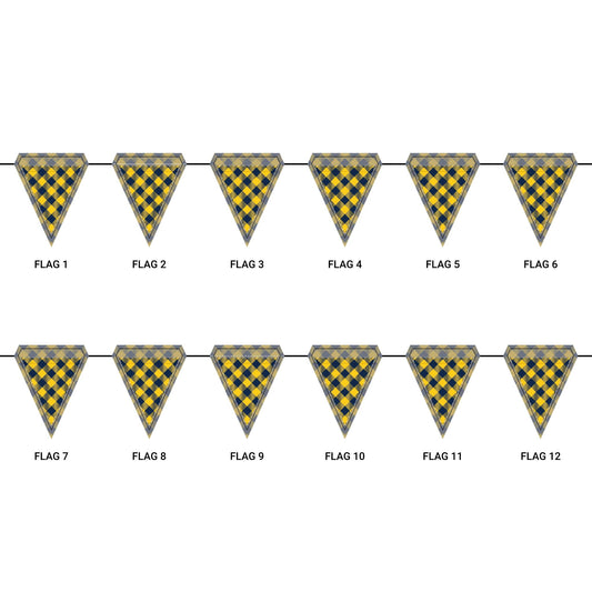 Flag Garland | Yellow & Blue | Gingham