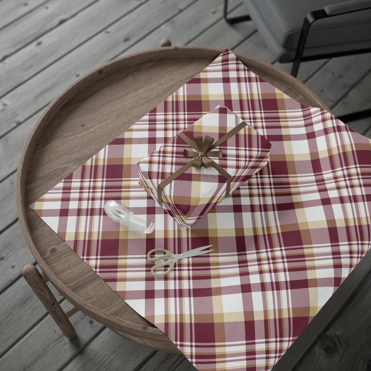 Gift Wrap | Maroon & Gold | Tartan