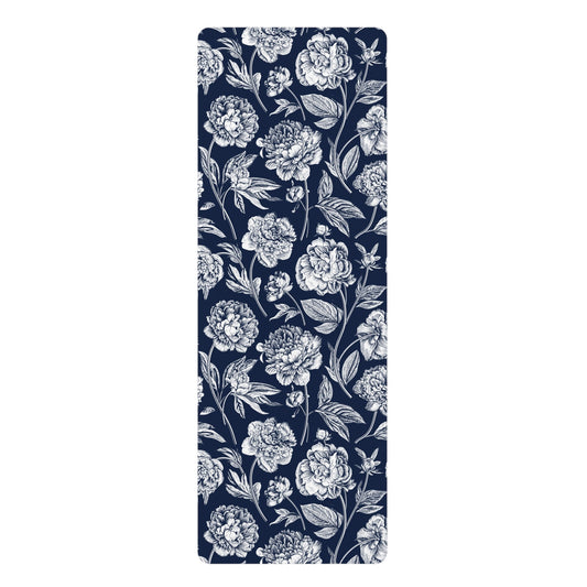 Yoga Mat | Navy & White | Peony