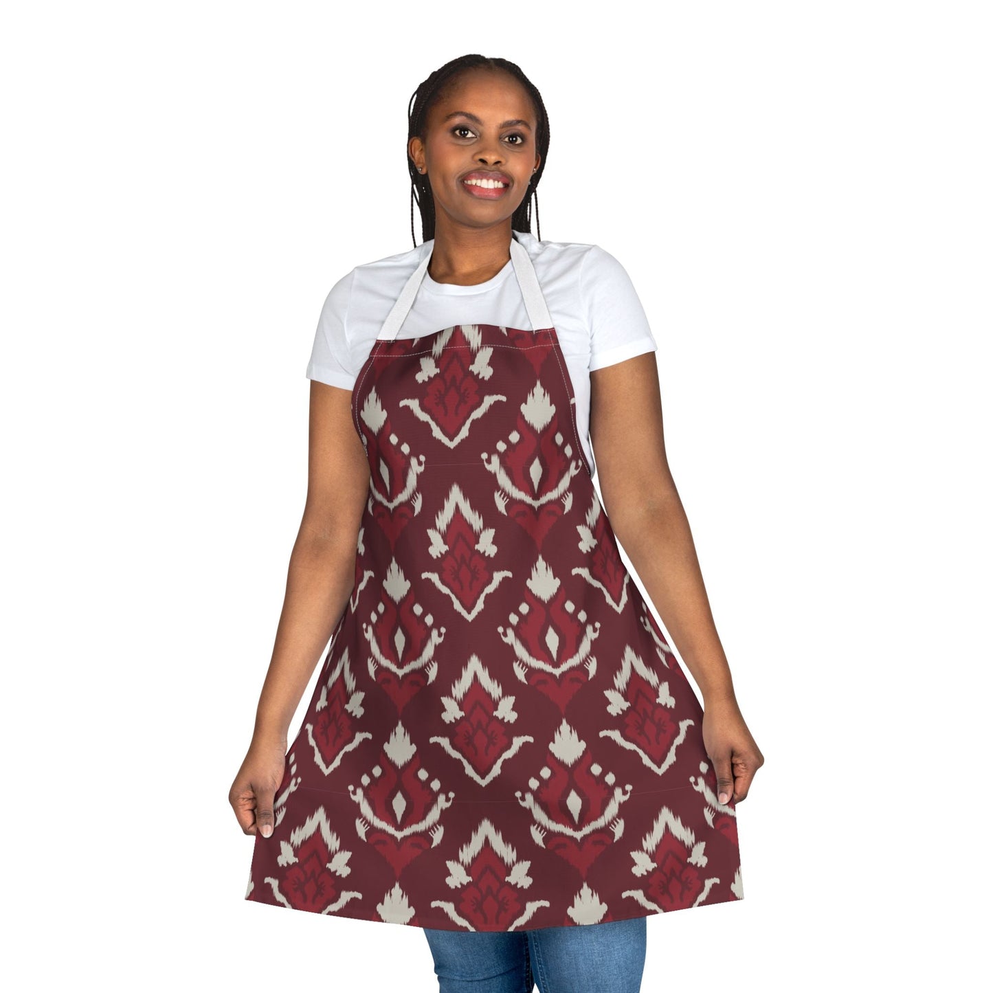 Apron | Maroon & White | Ikat