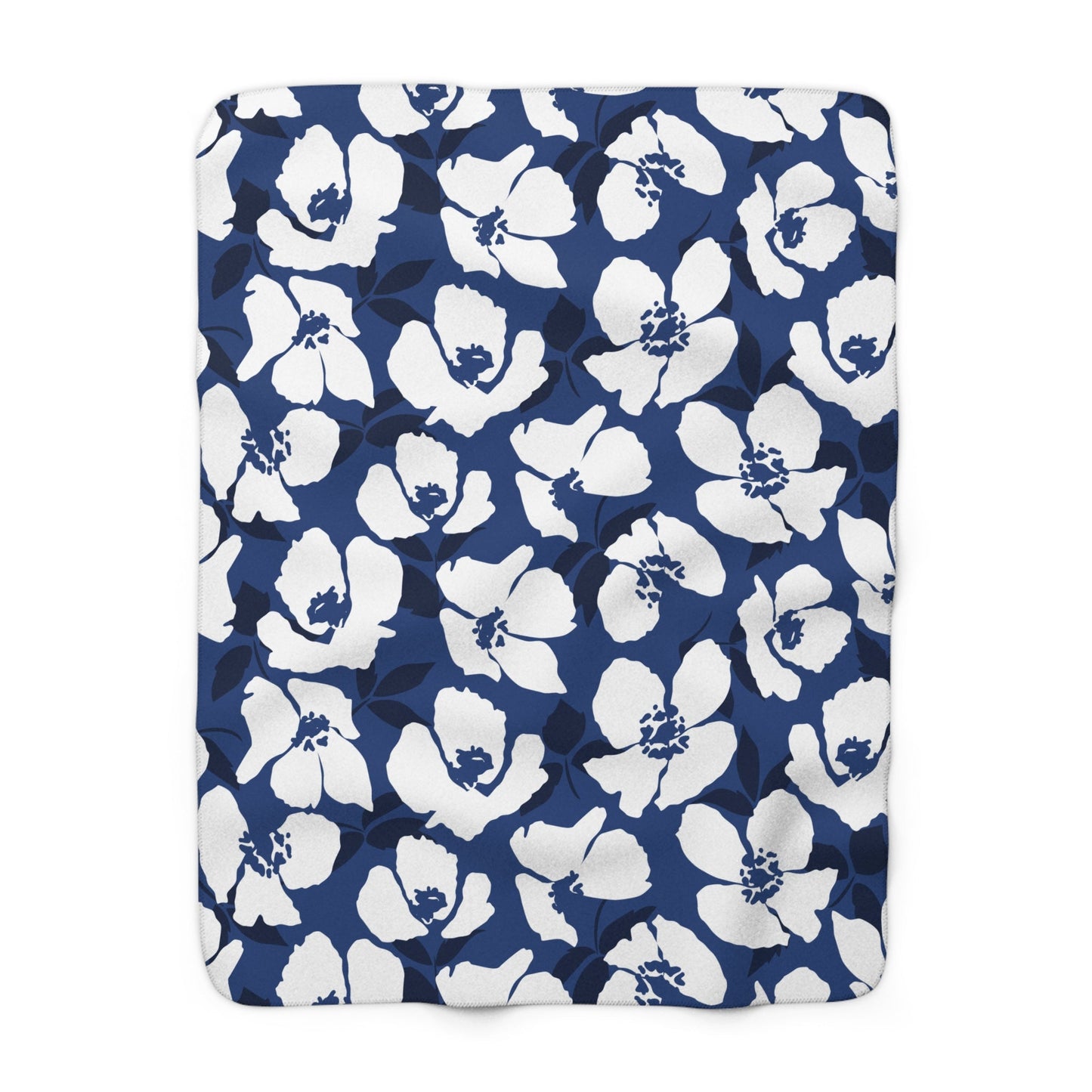 Sherpa Fleece Blanket | Navy & White | Poppy