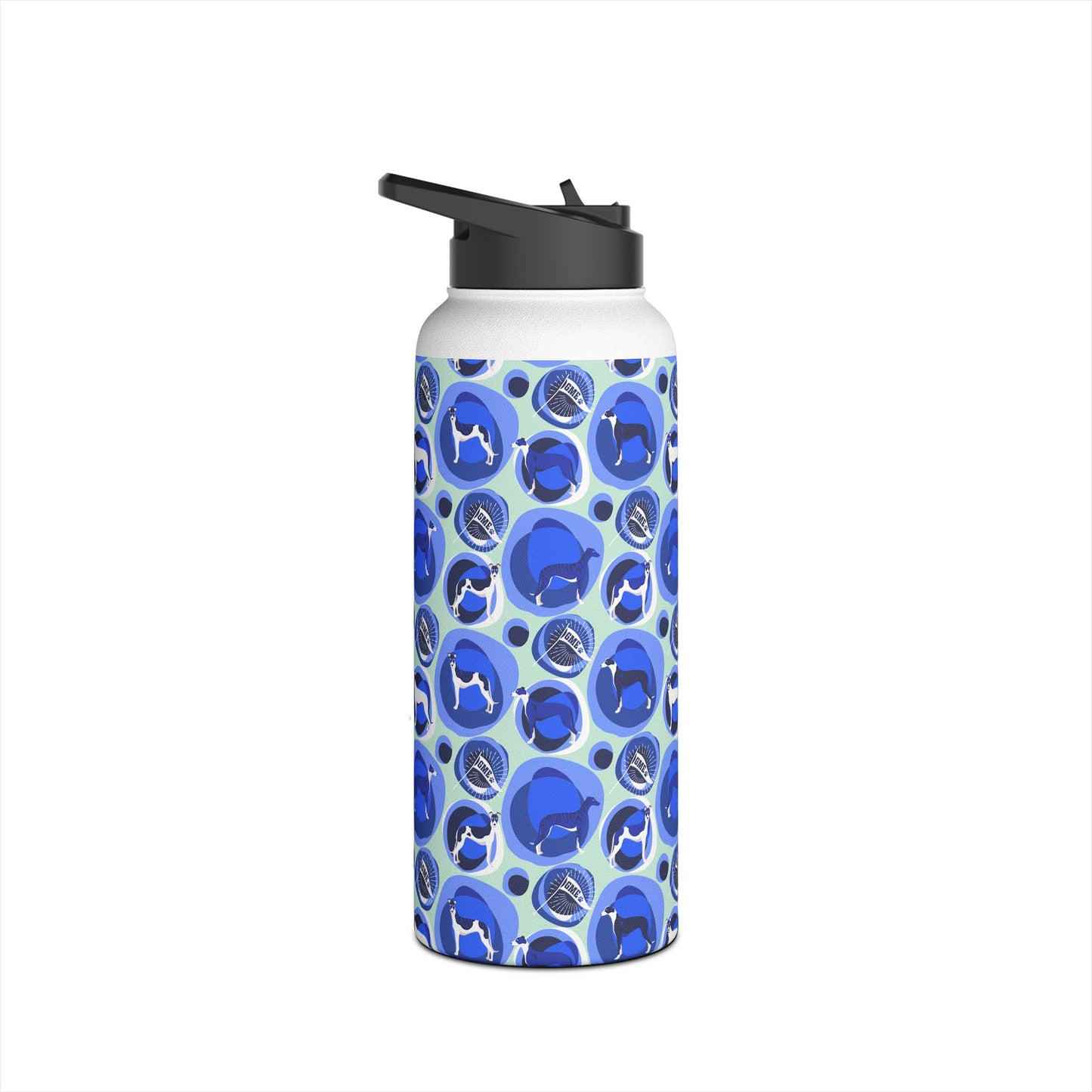 Insulated Water Bottle | Greyhounds | Teal Bubbles
