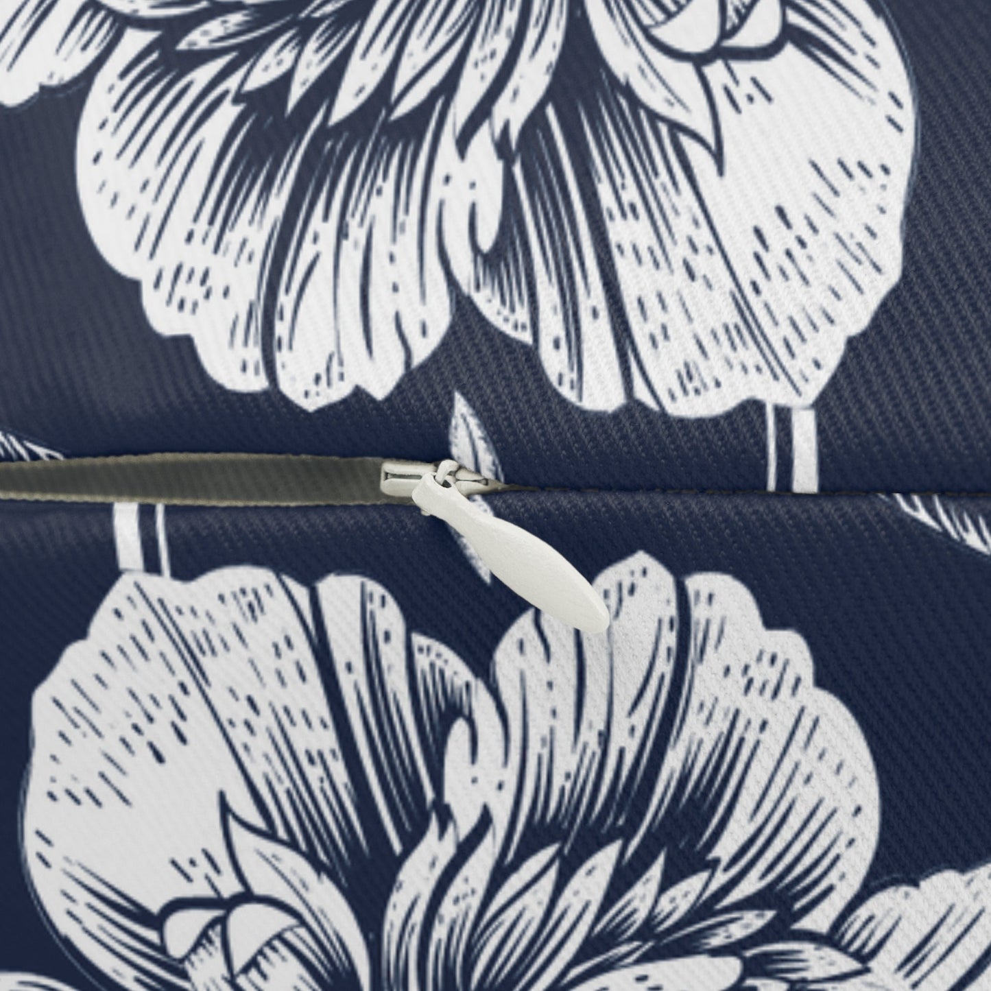 Pillow | Navy & White | Peony