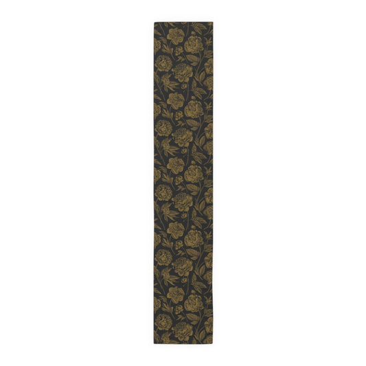Table Runner | Black & Gold | Peony