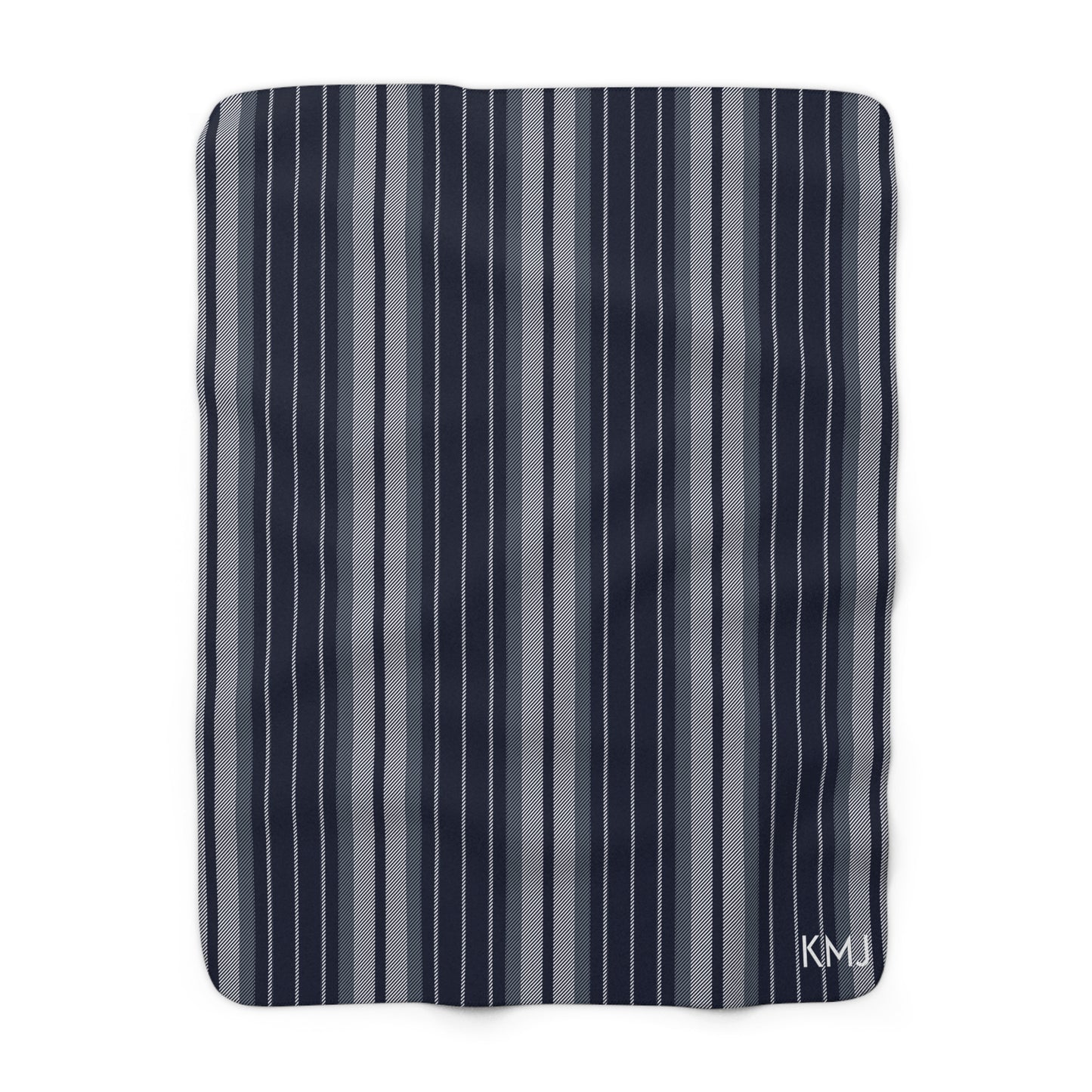 Sherpa Fleece Blanket- Personalized | Navy & White | Stripe