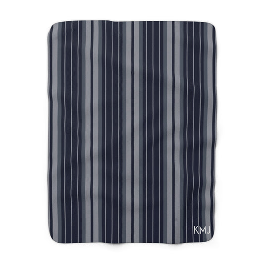 Sherpa Fleece Blanket- Personalized | Navy & White | Stripe