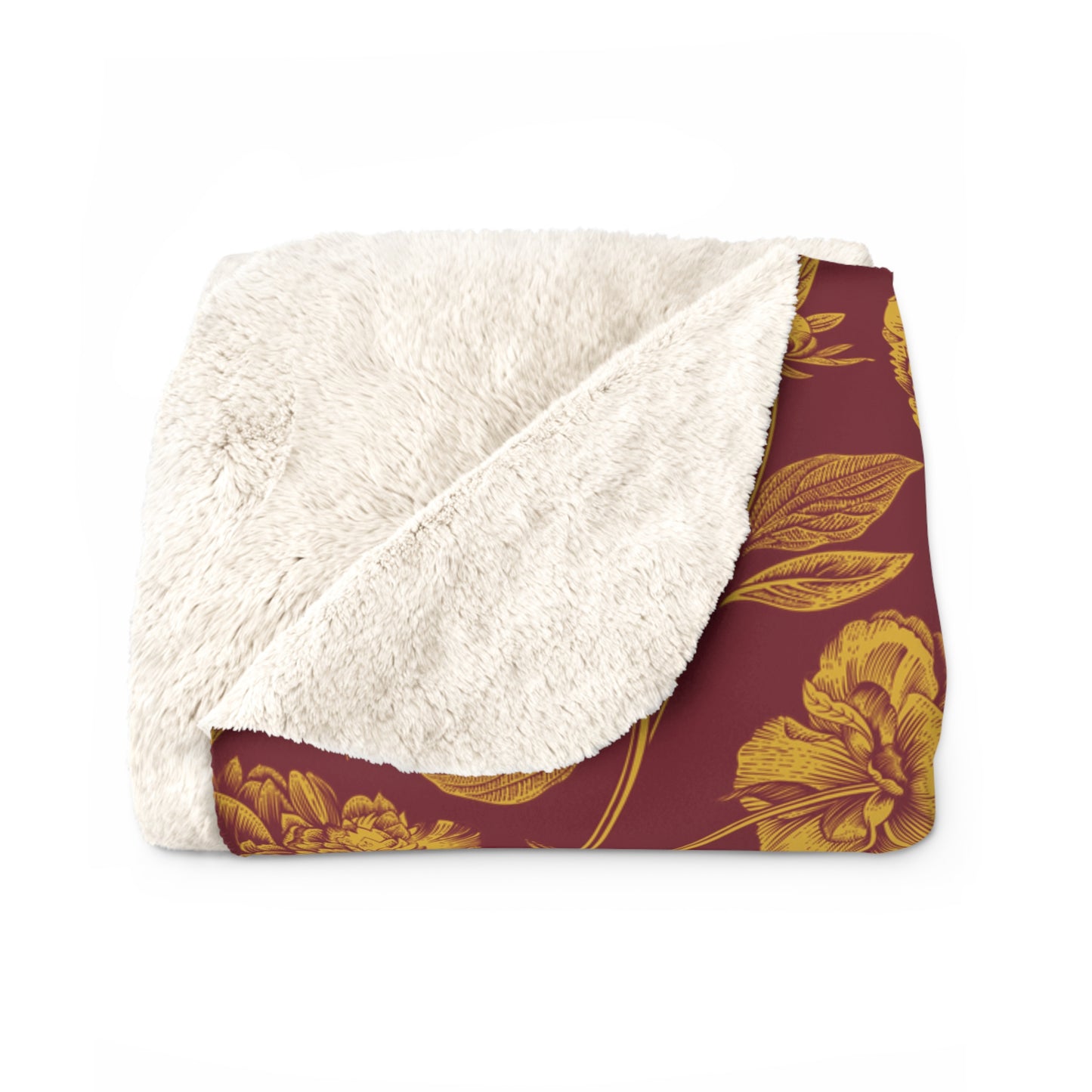 Sherpa Fleece Blanket- Personalized | Red & Yellow | Peony