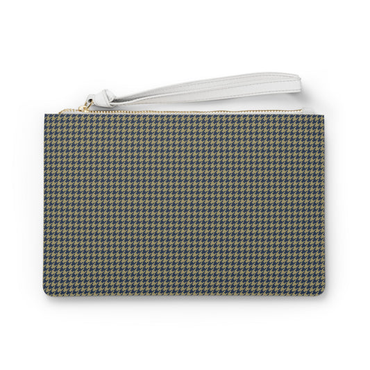 Clutch Bag | Gold & Blue | Houndstooth