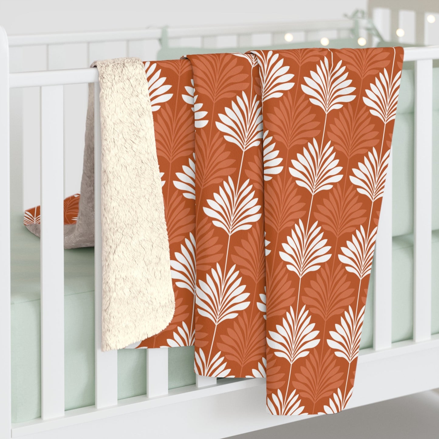 Sherpa Blanket | Dark Orange & White | Deco