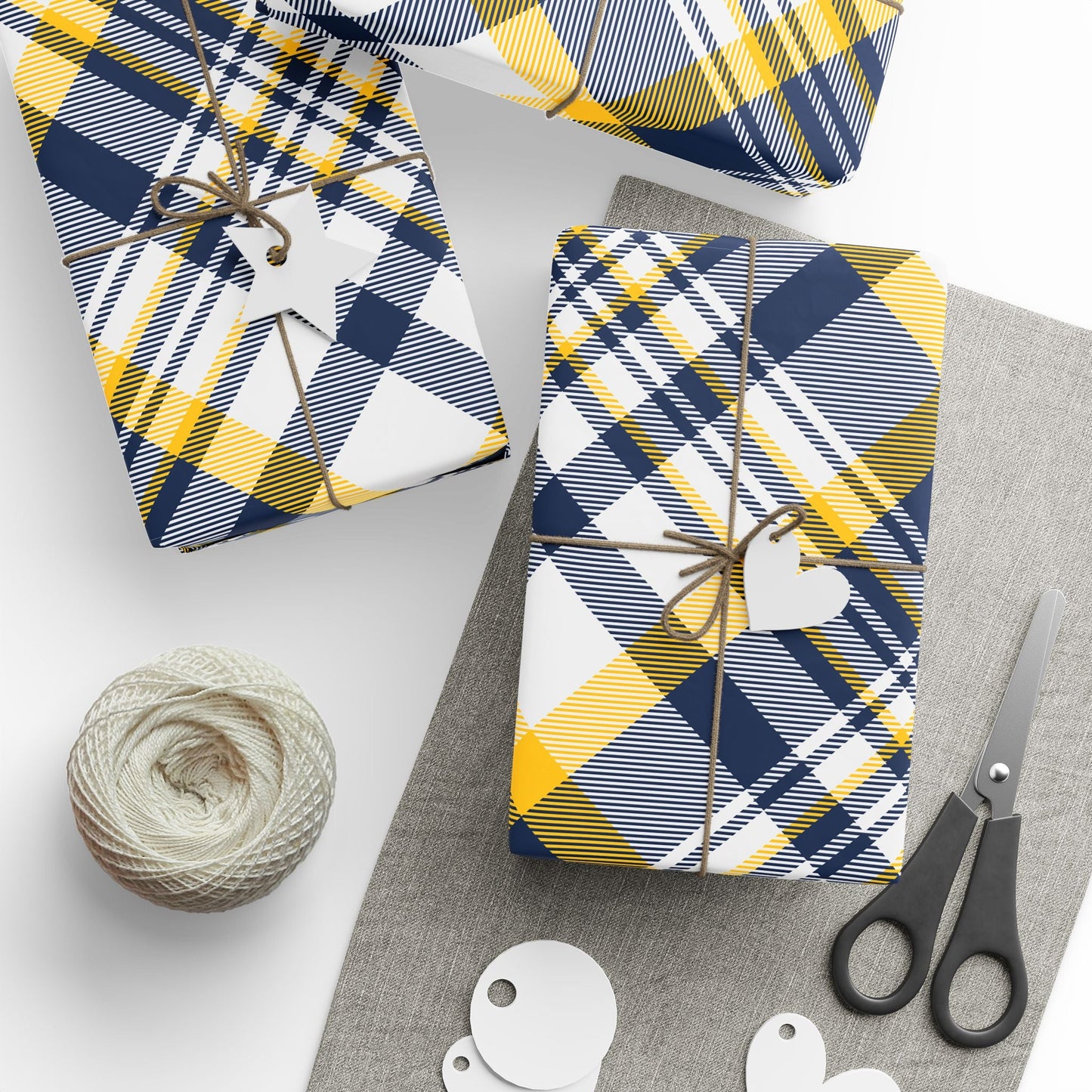 Gift Wrap | Yellow & Blue | Tartan