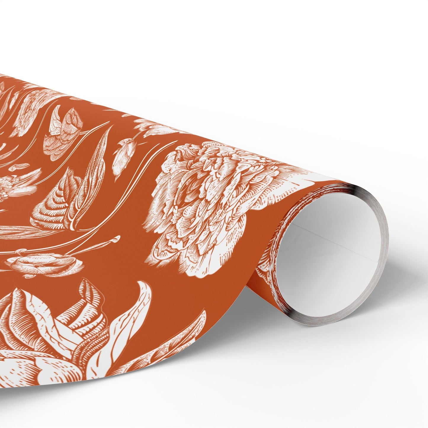 Gift Wrap | Dark Orange & White | Peony