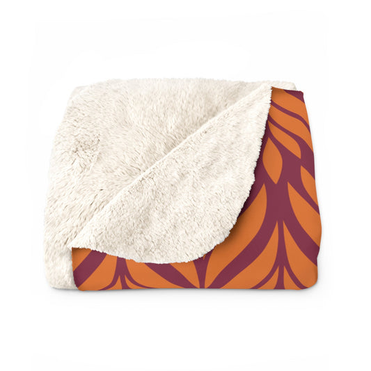 Sherpa Blanket | Maroon & Orange | Palm
