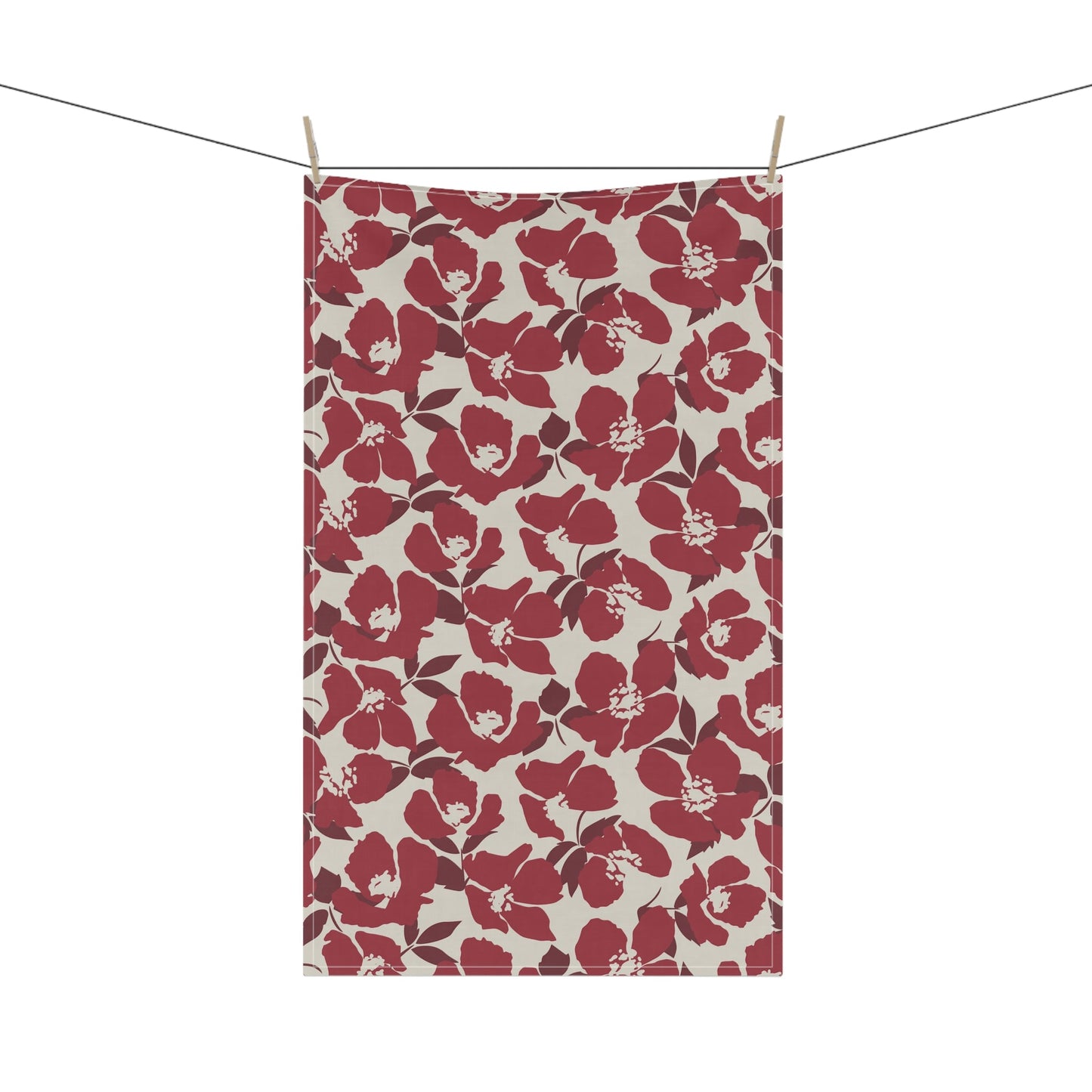 Tea Towel | Maroon & White | Poppy