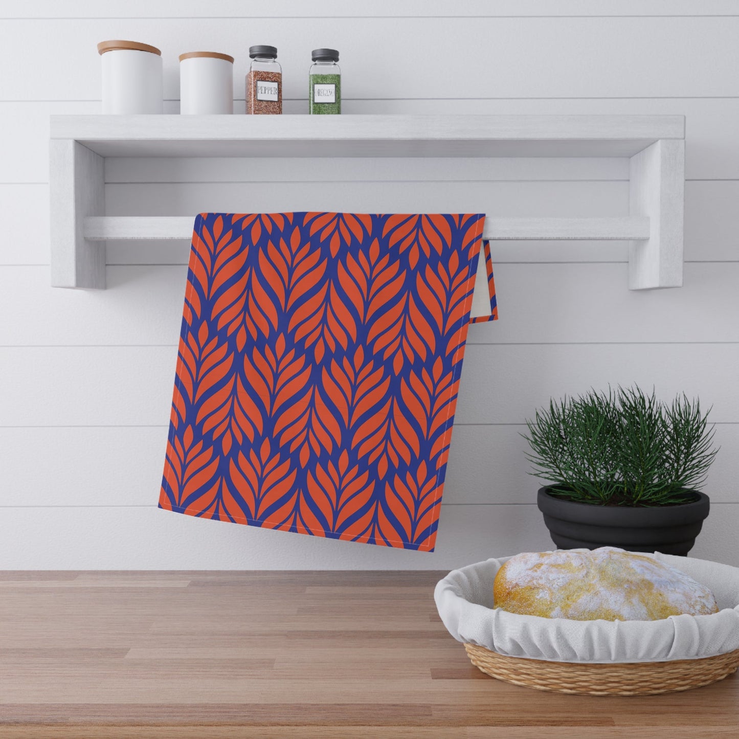Tea Towel | Bright Blue & Orange | Palm