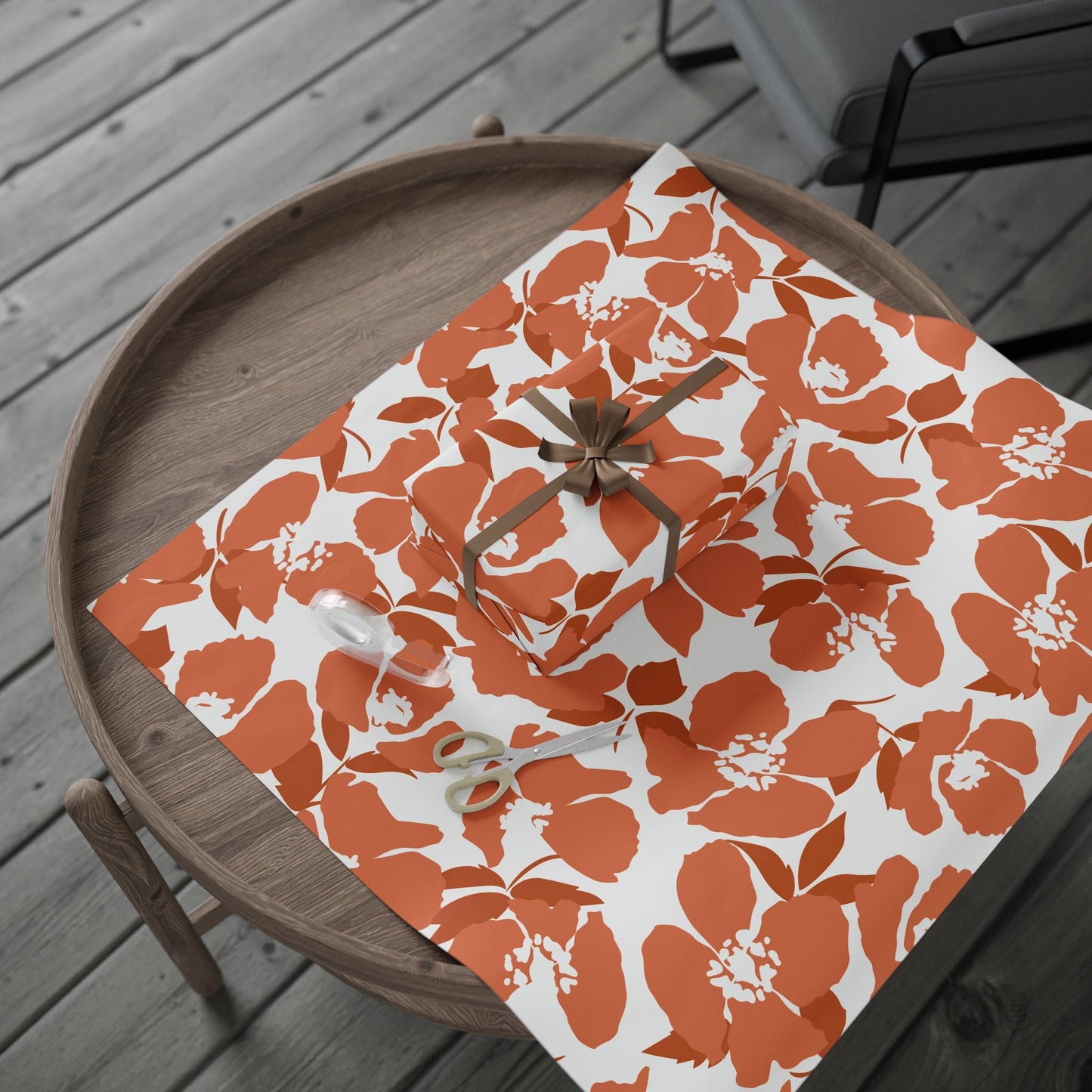 Gift Wrap | Dark Orange & White | Poppy