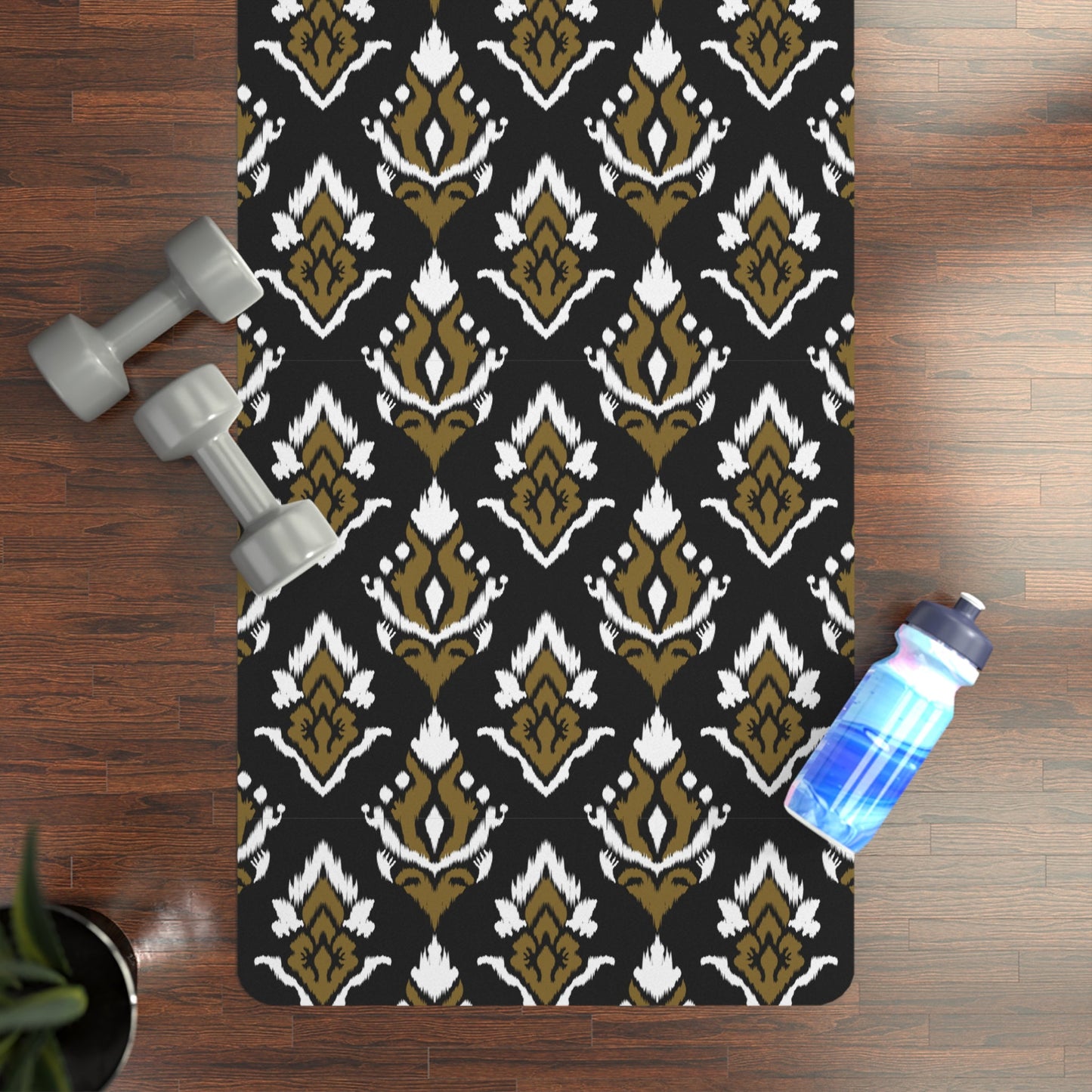 Yoga Mat | Black & Gold | Ikat