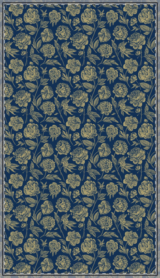 Tablecloth | Blue & Gold | Peony