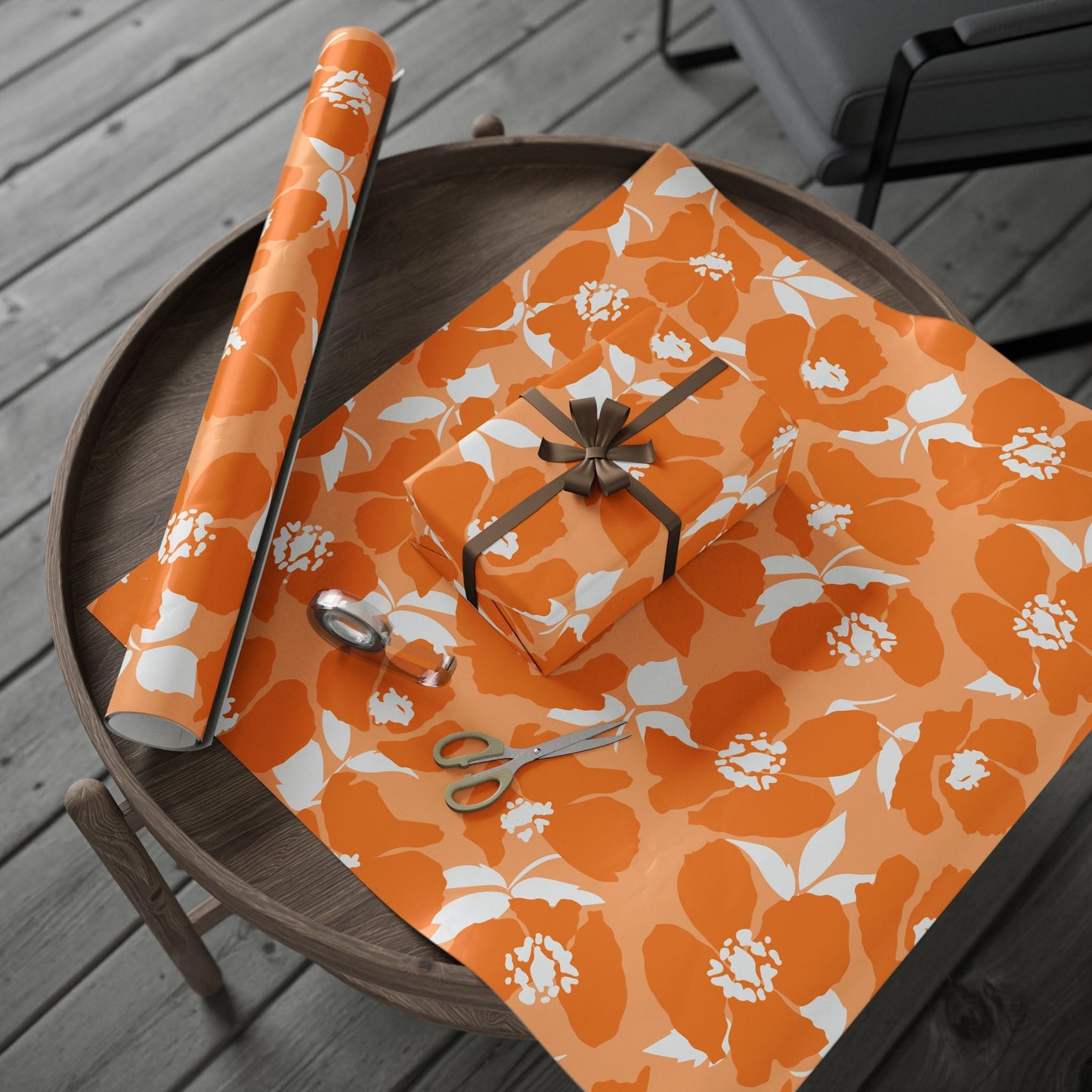 Gift Wrap | Orange & White | Poppy