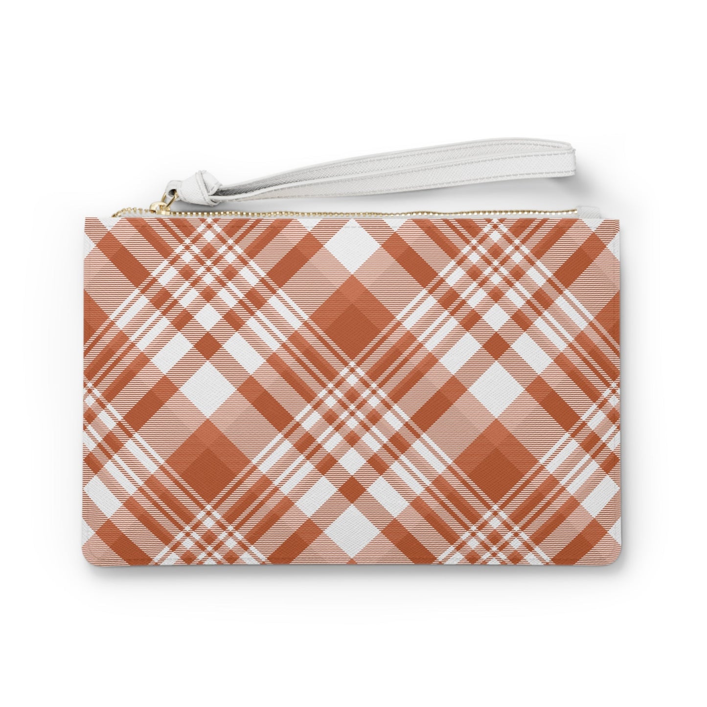 Clutch Bag | Dark Orange & White | Tartan