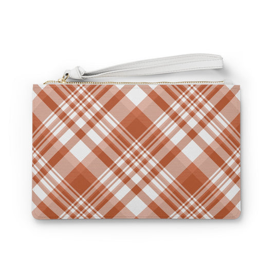Clutch Bag | Dark Orange & White | Tartan