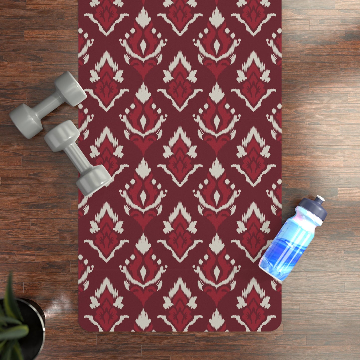 Yoga Mat | Maroon & White | Ikat