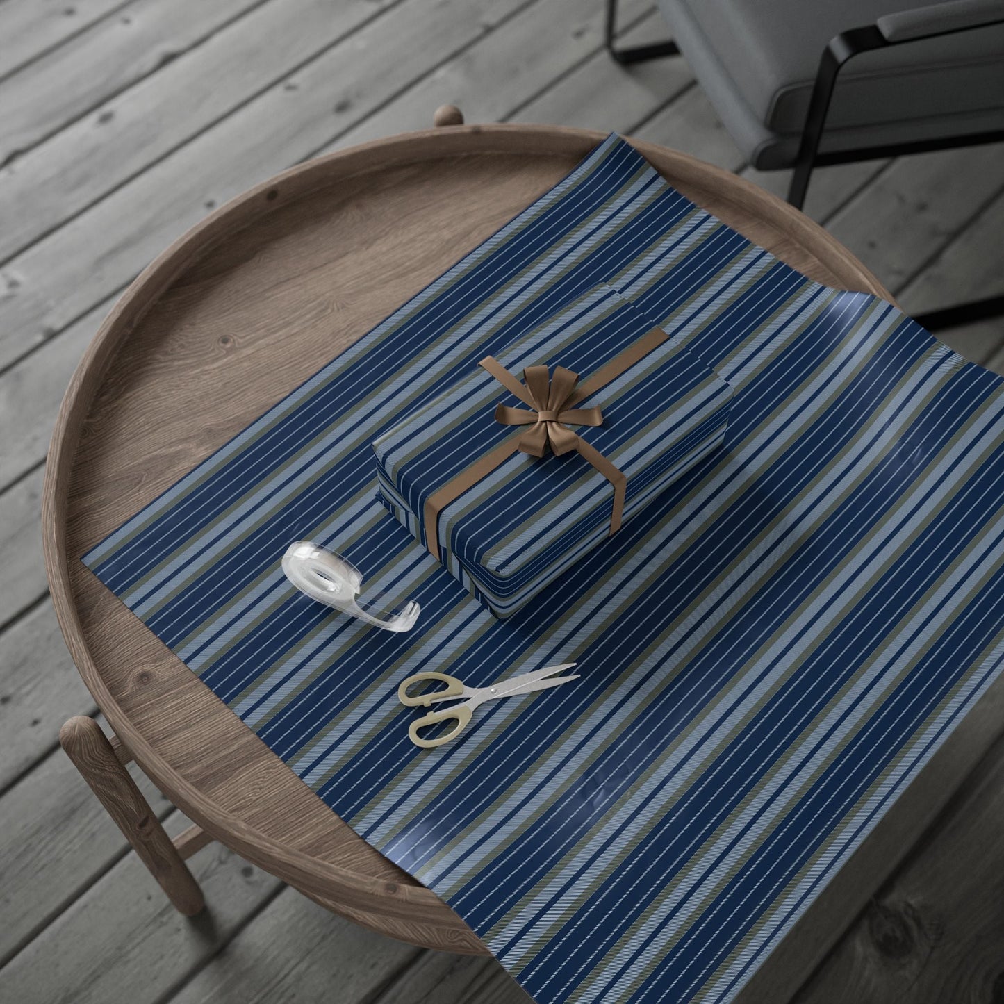 Gift Wrap | Blue & Gold | Stripe