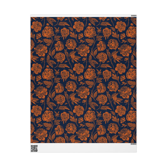Gift Wrap | Orange & Blue | Peony