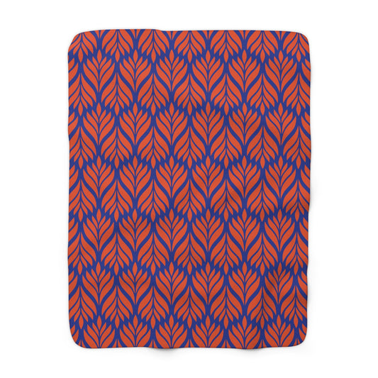 Sherpa Fleece Blanket | Bright Blue & Orange | Palm