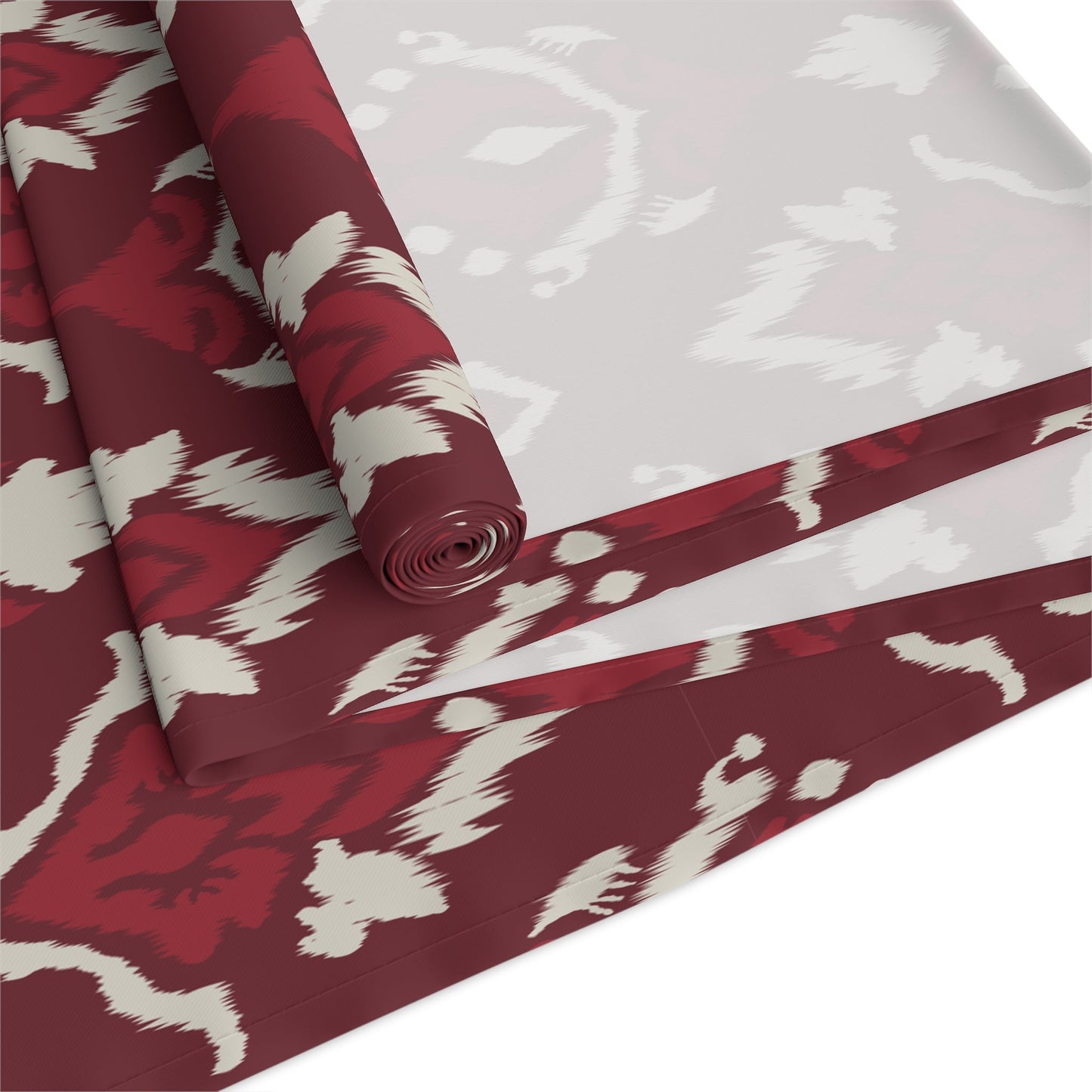 Table Runner | Maroon & White | Ikat