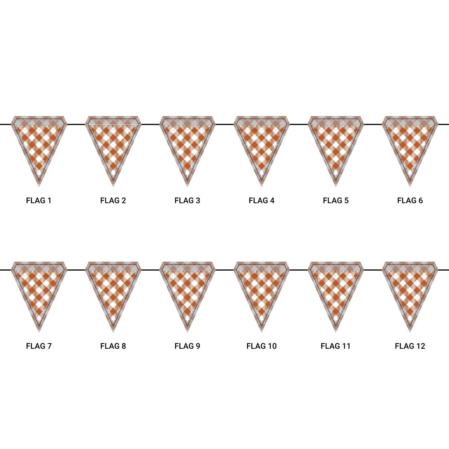 Flag Garland | Dark Orange & White | Gingham