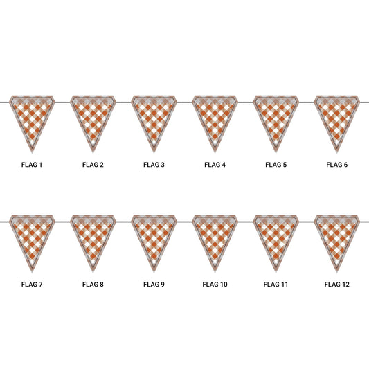 Flag Garland | Dark Orange & White | Gingham