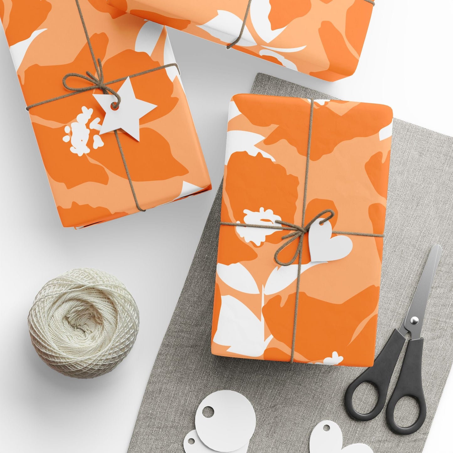 Gift Wrap | Orange & White | Poppy